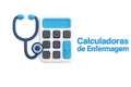 Logotipo Calculadoras de Enfermagem: um estetoscópio e um coração dentro de um círculo azul.