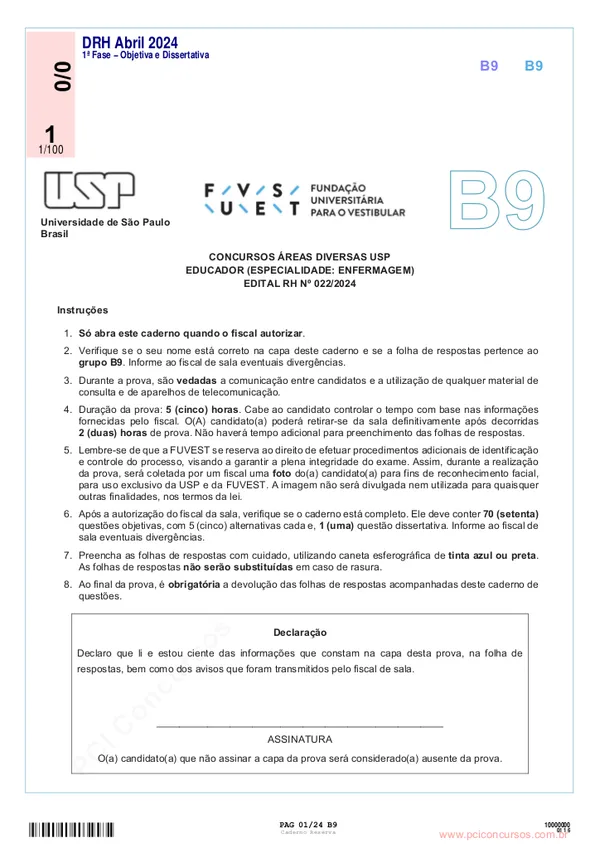 Enfermeiro FUVEST Hospital Clinicas Sao Paulo SP 2025