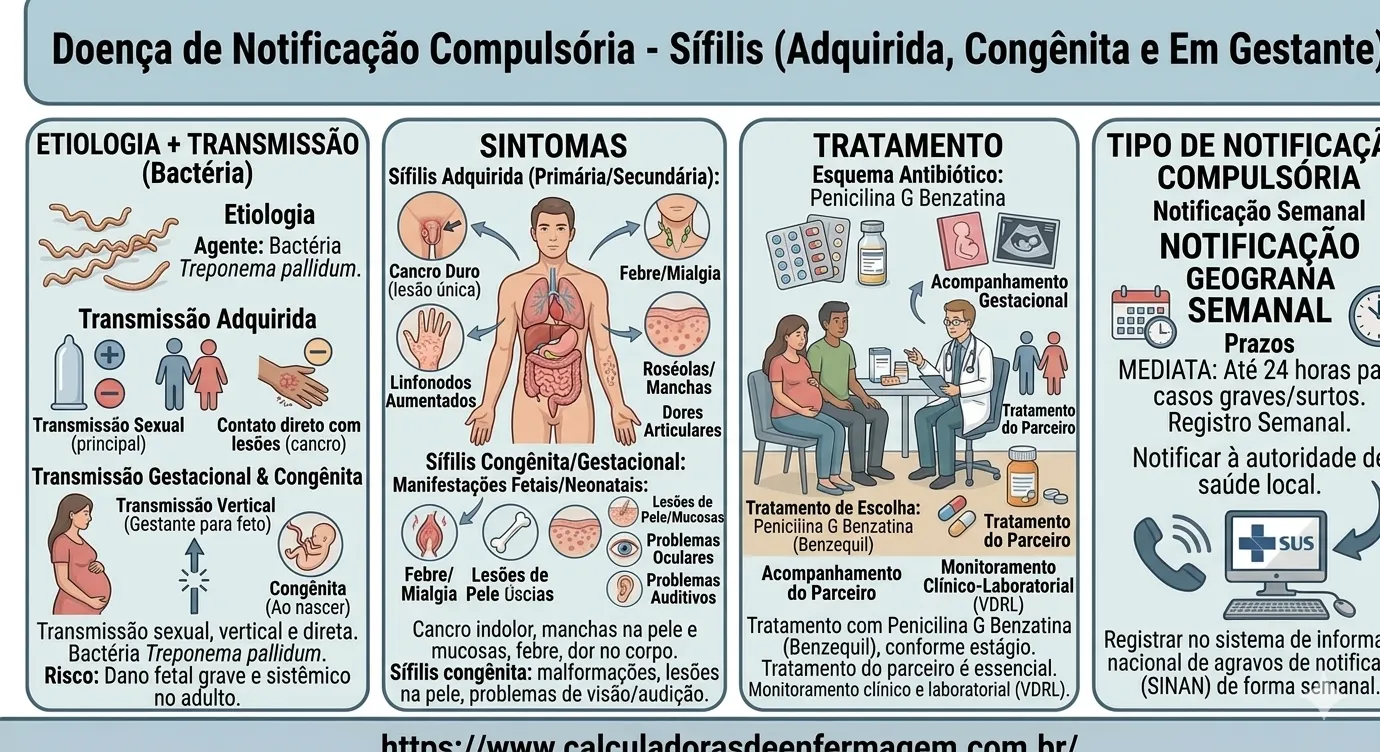 Sífilis (Adquirida, Congênita e em gestante)