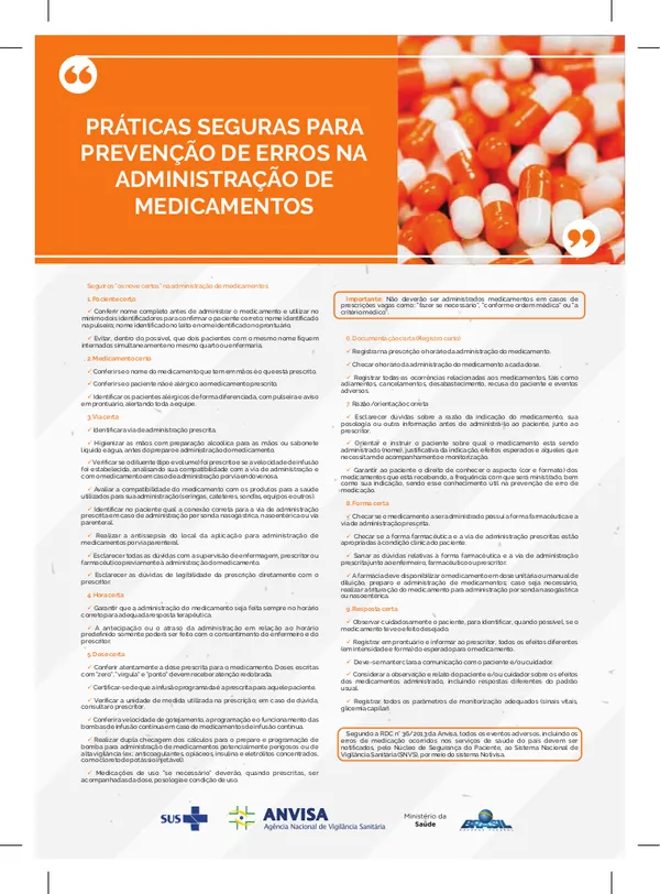 Praticas Seguras Para Precencao De Derros Na Administracao De Medicamentos Anvisa