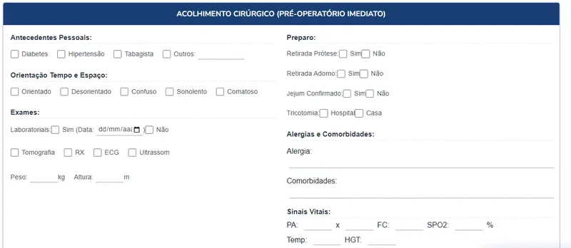 Screen FormuláRio Saep Enfermagem