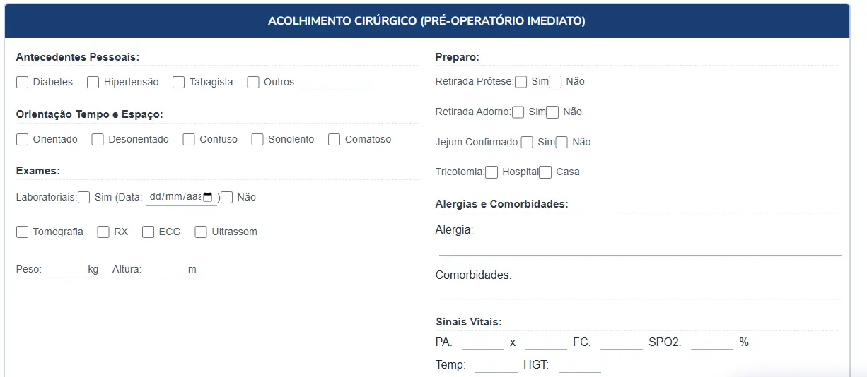 Screen FormuláRio Saep Enfermagem